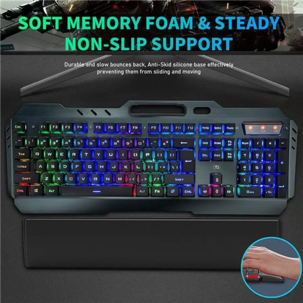 Wireless Keyboard & Mouse Combo,Rainbow Backlit Gaming Keyboard with Memory Foam